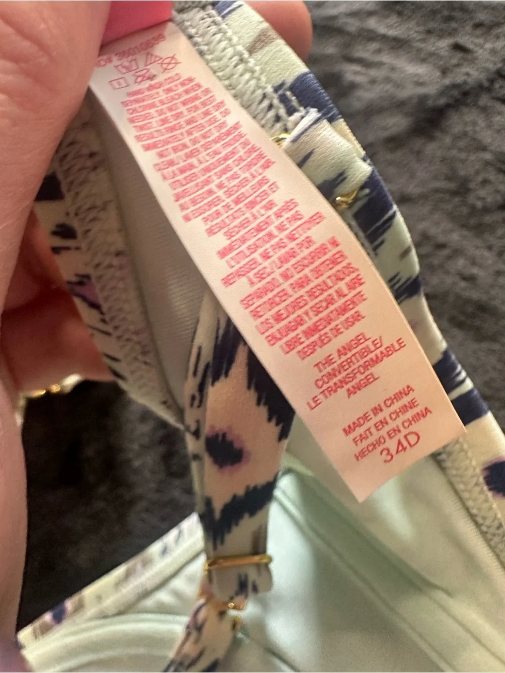 Victoria’s Secret Ikat Print Underwire Bikini Top 34D Adjustable Swim Top